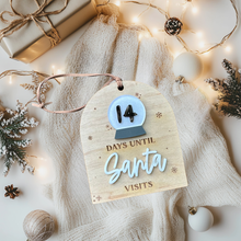Load image into Gallery viewer, Days Until Santa Countdown Ornament – Maple Wood with Acrylic Letters