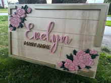 Load image into Gallery viewer, Floral Shiplap Name Sign