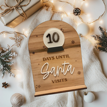 Load image into Gallery viewer, Days Until Santa Countdown Sign – Engraved Maple Wood with Acrylic Letters