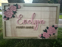 Load image into Gallery viewer, Floral Shiplap Name Sign