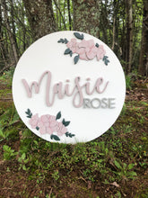 Load image into Gallery viewer, Floral Name Sign – Personalized Nursery Decor