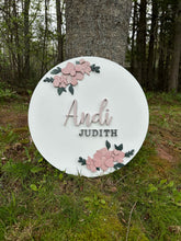 Load image into Gallery viewer, Floral Name Sign – Personalized Nursery Decor