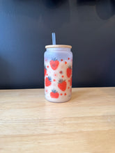 Load image into Gallery viewer, Strawberry Glass Iced Coffee Cup