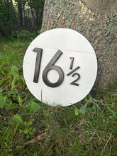 Load image into Gallery viewer, Round Modern Outdoor Wooden Address Sign - Shiplap