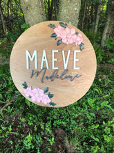 Load image into Gallery viewer, Floral Name Sign – Personalized Nursery Decor