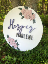 Load image into Gallery viewer, Floral Name Sign – Personalized Nursery Decor
