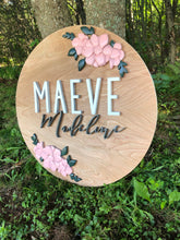 Load image into Gallery viewer, Floral Name Sign – Personalized Nursery Decor