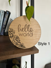 Load image into Gallery viewer, Hello World Birth Announcement - Engraved Flowers
