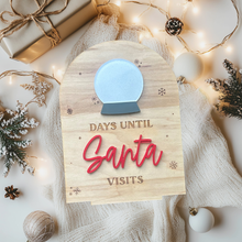 Load image into Gallery viewer, Days Until Santa Countdown Sign – Engraved Maple Wood with Acrylic Letters
