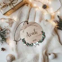 Load image into Gallery viewer, Personalized My First Christmas Ornament - Acrylic Wreath Design
