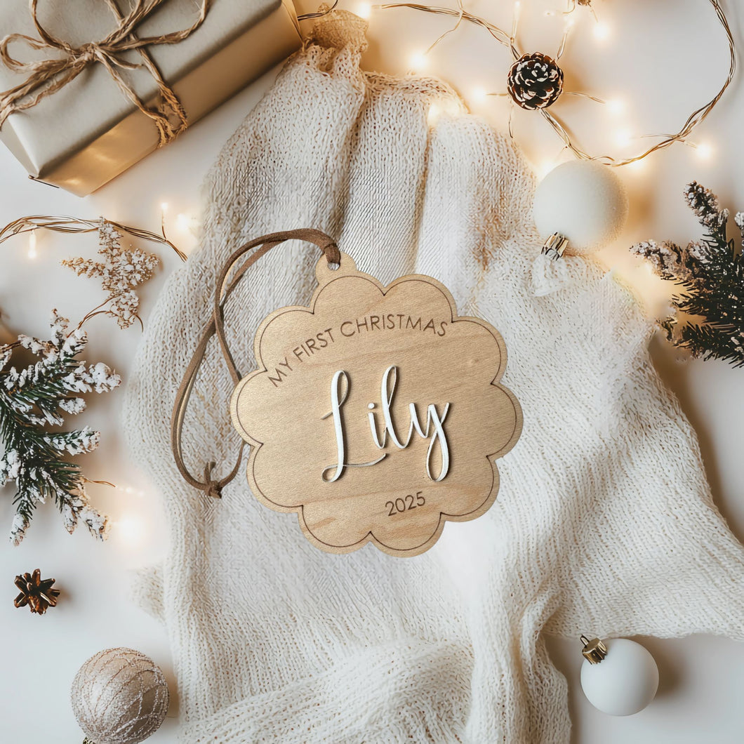 Personalized My First Christmas Ornament - Flower Shape